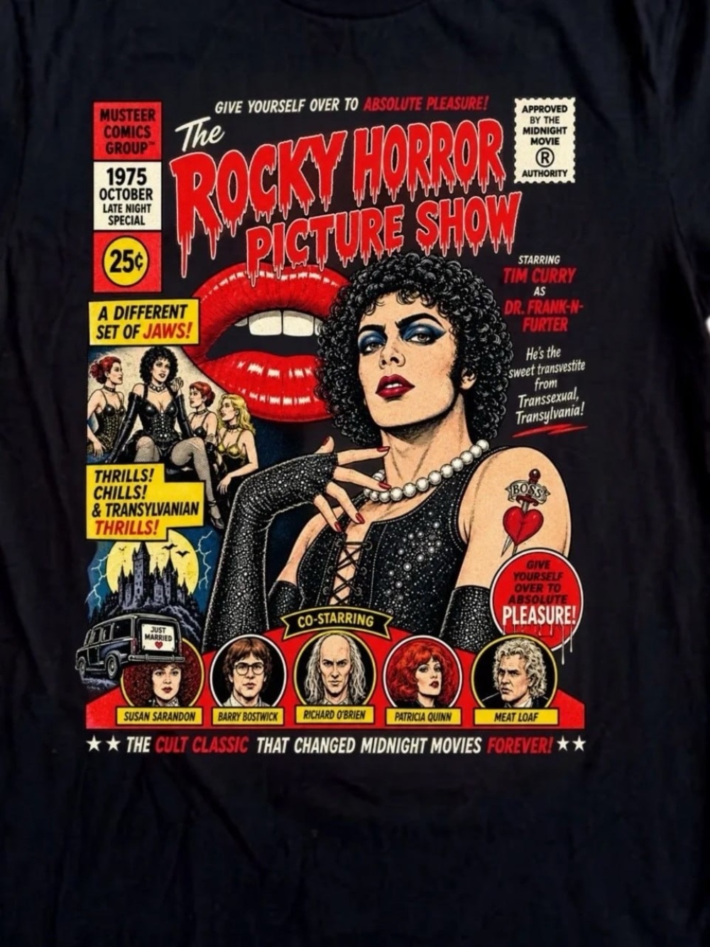 Black Rocky Horror Picture Show Comic Graphic Tee - Picture 2 of 4
